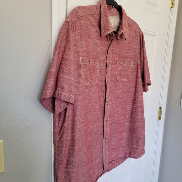 Woolrich Men’s Short Sleeve Shirt Red Size XL Button Up Classic Fit 100% Cotton - Picture 3 of 10